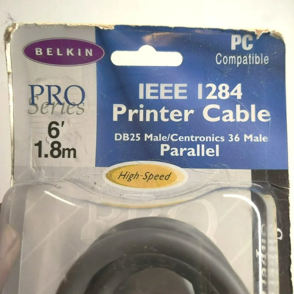 Brand New Sealed Belkin Pro Series IEEE 6' Printer Cable PC Compatible Unopened